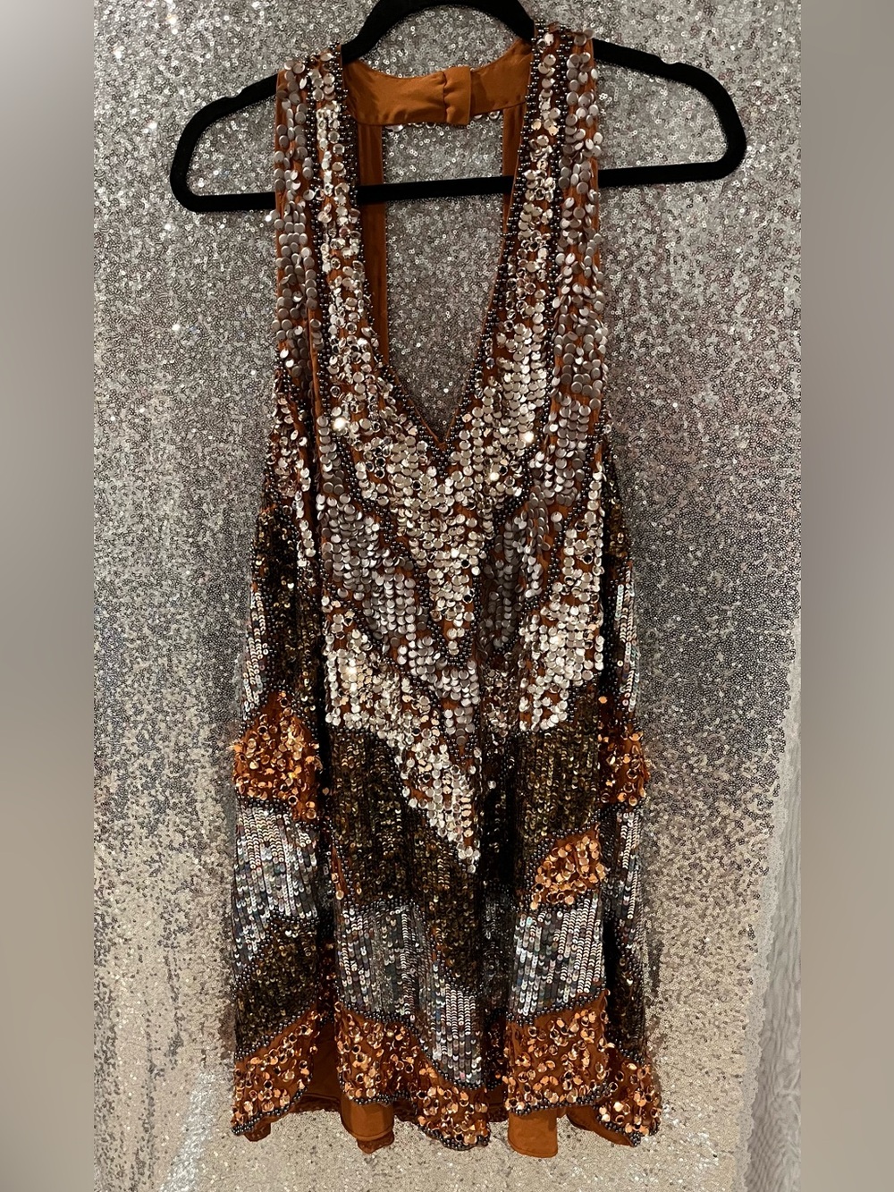 ASOS Copper and Silver Sequin Backless Mini Dress